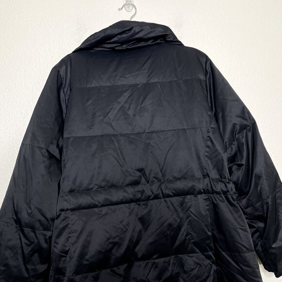 J. Jill Puffer Jacket Large Black Down-Insulated Mid-Length Coat Parka Button - Picture 12 of 14